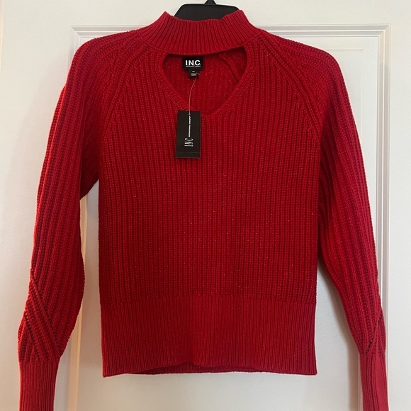 INC International Concepts Sweaters - Red keyhole, shimmery sweater nwt. Xs